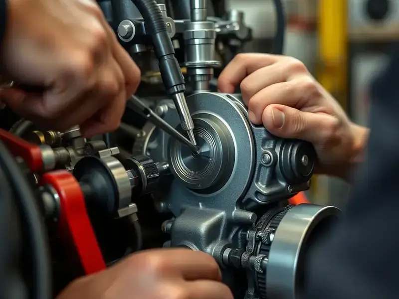 Mechanic working on small engine